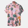 Men's T Shirts Chic Men Summer Loose Cardigan Top Anti-pilling Shirt Coconut Tree Printing Hawaiian Vacation Daily Clothing