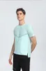 LU08 Men Yoga Outfit Gym T shirt Exercise Fitness Wear Sportwear Trainning Basketball Quick Dry Ice Silk Shirts Outdoor Tops Short Sleeve Elastic Breathable 121
