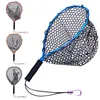 Fishing Accessories Fly Fishing Landing Net Outdoor Fishing Brail Blue Soft Rubber Material Landing Net Eva Handle Fishing Nets Tool Accessory 230608