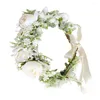 Decorative Flowers Adjustable Flower Wreath Headband Floral Garland Headpiece Wedding Hair Accessories For Brides