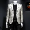 Men's Suits Blazers Vintage Luxury Jacquard Men Flower Slim Fit Blazer Jacket Hommes Wedding Club Party Dress Singers Costumes 230609