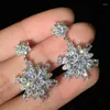 Orecchini Personalità Gioielli femminili semplici Dolce Elegante Micro-intarsio Fiori di zirconi lucidi Fiocco di neve