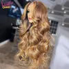 Hair pieces Honey Blonde Body Wave 13X4 HD Lace Frontal Pre Plucked Highlight Color 13X6 Transparent Front Human for Women 230609