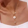 Collane con ciondolo Perle d'acqua dolce barocche OT Chiusura a catena Accessori per gioielli in acciaio inossidabile Collare Accessori Para Mujer