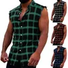 Chemises décontractées pour hommes Hauts pour hommes Conception de grille de revers Débardeurs d'été à simple boutonnage Cardigan sans manches à la mode Mlae Vest Vêtements pour hommes pour un usage quotidien 230608