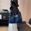 Bolsas para noite Jeans sólido Bolsa feminina Jeans ombro ombro Canvas Messenger Y2K Eco Korean Shopper Sling High Street Tote Bag