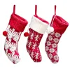 Stickade juldekorationer Stocking Xmas Tree Ornament Red and White Santa Candy Presentpåse Knickade Socks Pest Party Pendant Wholesale JN09