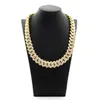 Hip Hop Schmuck 15 mm 3 Reihen Bust Down Miami Iced Out Moissanit 14 K Solid Gold kubanische Gliederkette Halskette