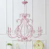 Lustres Lustre de metal rosa de 8 cabeças Iluminação de casamento Led Candelabro Sala de estar Criança Luzes de cristal Restaurante Quarto Lampe