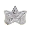 Cluster Rings Hip Hop heavy punk Gold Color Big Star Ring All Iced Out CZ Stone Charm For Women Men Bling Party Jewelry drop 230608