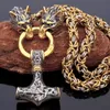 Pendant Necklaces Nordic Celtic Wolf Mens Necklace Pendant Viking Wolf Head Stainless Steel Pendant Scandinavian Rune Amulet Jewelry Wholesale 230608