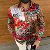 Mäns långärmad skjorta Casual Fashion Street Clothing Geometric Printing Button Lapel Men's Shirt Autumn New 2023