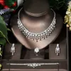 Ensembles de bijoux de mariage HIBRIDE Dubai Leaf Design Collier de mariée Ensemble de boucles d'oreilles AAA Cubic Zirconia femme Accessoires pour dames N242 230608