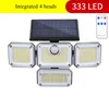 Światła słoneczne lampy ściennej, 226 LED Motion Motion Flood Light, 3 głowy z 3 trybem, wodoodporne, zdalne bezpieczeństwo szerokie kąt Garaż ogród krajobraz wewnętrzny