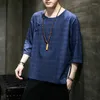 Ethnic Clothing Plus Size M-5XL Blue Brown Lattice Cotton Linen Han Fu Summer Traditional Chinese Style Orient Tang Hanfu For Men Tops