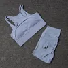 Womens Two Piece Pants Tracksuit Shorts Yoga Set With Pocket High midje Sportwear Bra Fitness Workout Leggings Cykling Gym Sports Suit 230608