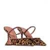 Slippers Slotted High Heels 2023 Summer Pointed Thin Large Sexy Leopard Print Women's