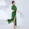 Vestuário de palco feminino Vestido de dança oriental Hanfu Clássico Chinês Estampado Qipao Treinamento Aprimorado