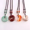 Chains Fine Donut 40mm Natural Stone Pendant Quartz Crystal Agates Turquoises Malachite For Jewelry Making Necklace