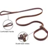 Dog Collars leashes Real Leather Slip Lead Lead Leash調整可能なペットチェーン