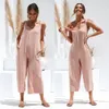 Kvinnors jumpsuits rompers kvinnor romare sommar damer casual kläder lösa linne bomull jumpsuit ärmlös backless play -dräktbyxor overall 230609