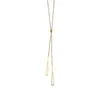 Pendentif Colliers Simple Géométrique Or Couleur Long Gland Collier 18K Titane Acier Boîte Chaîne Pour Femmes Bijoux De Noce Cadeaux