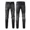 Herren Jeans Herren Distressed Bleistifthose Streetwear Blau Y2k Fashion Stretch Patchwork Damaged Rib Ripped Skinny Denim