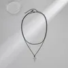 Hanger Kettingen 2 Gelaagde Ketting Met Strass Kruis Ketting Heren Trendy Eenvoudig Op Nek 2023 Mode-sieraden Accessoires