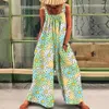 Dames Jumpsuits Rompertjes Dame Retro Bohémien Bloemen Ontworpen Mouwloos Los rompertje Dagelijks Strappy Katoen Linnen Broeken Jumpsuits Bib Overalls 230608