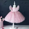 Kızlar Elbise Prenses Elbise Sequin Tutu Dantel Mesh Doğum Günü Prom Toddler Bebek Çocuklar Zarif Düğün Kıyafetleri Çocuklar Vaftiz Elbisesi 230608