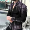 Herren Einreiher Hemd Casual Party Ball Hemd Gold Dot 3D Druck Lange Ärmel Medikamente Herrenmode Neu 2023