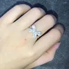 Cluster Rings 925 Sterling Silver Ring Bow Simulation Diamond For Woman Engagement Wedding Luxury Jewelry Gift