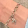 Bracelets porte-bonheur Couple coréen pour femmes dames mignon élégant exquis brillant lien chaîne manchette coeur cristal perle Bracelet bijoux
