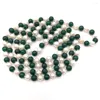 Chaînes nouées à la main mixte 120 cm Long collier d'eau douce 7-8 mm perles de culture blanches chaîne de chandail de jade vert