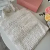 Woven Tote Bag Raffia Straw Bags Summer Beach Handbags Hollow Out Letter Crochet Knitting Travel Shoulder Bag Interior Canvas Zipper Pocket Large Capacity Purse