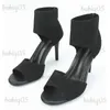 Sandales Talons 2023 Nouvelle Mode Femmes Chaussures Confortable Super Haut Talon Mince Noir Volant Armure Mince Talon Poisson Bouche Sandales T230609