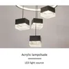 Lampadari Tavolo da pranzo nero LED Lampade a sospensione quadrate moderne e minimaliste Nordic Designer Interior Decor Lampadario 4 luci