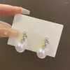 Pendientes de tuerca de perla de circón Vintage para mujeres y niñas, accesorios de joyería de moda para fiesta de boda Retro coreano en forma de C, regalo