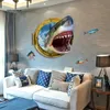 Wall Stickers Fierce Shark 3D Wall Sticker PVC Material Modern DIY Home decor wall Art for Kids Rooms Living Room Decorative Sticker 230608