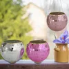 Vasi Disco Ball Fioriera Vaso con catena Specchio riflettente Fiori appesi Palline Vasi per piante grasse Decorazione del giardino di casa