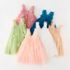 Flickor klänningar födelsedag rem klänning för baby flicka kläder sommar 3d ängel vingar älva prinsessa mesh tutu kid party kostym 230608