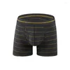 Underpants 2023 Men's Stripe Boxers Sexy Full Cotton Lengthen Straight Angle Pants Motion OPENING Design Underpant Wear