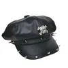 BeanieSkull Caps Young Fashion Wild Hat Punk Rock and Roll Berretto in pelle Cat Long Rivet Casual Short Brim 230608