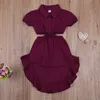 Vestidos para meninas 1 6 anos Crianças Meninas Vestido de verão Roupas para crianças Bebê Manga curta Lapela Babado Maxi Camisa casual de praia Roupas 230609