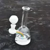 Rainbow recycler dab rig booreiland met 14mm bowl unieke glazen waterpijp witte 6 inch mini bedwelmende glazen bong voor roken accessoires