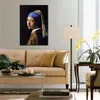 Classic Portrait by Johannes Painting The Girl with The Pearl Earring Handcrafted Canvas Art Luxury Hotels Decor