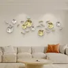 Decorative Objects Figurines Stereo Resin Background Wall Decoration Carp Fish Lotus Leaf Gold Wall Pendant Chinese Bionics Home Decoration Accessories 230608