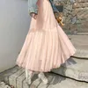 Skirts Mesh Lace Skirt For Women Mid-length 2023 Casual Solid High-waisted Thin And Westernized Cake A-line Fairy Female Tops