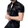 Men's short sleeved cardigan loose fitting printed European and American style casual summer free shipping