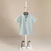 Polos Brother Sister Ubranie Summer Korean Boy's Clothing Polo T-shirt z krótkim rękawem Polo Lapel Girl's Dress Boys Girls Ubrania 230608